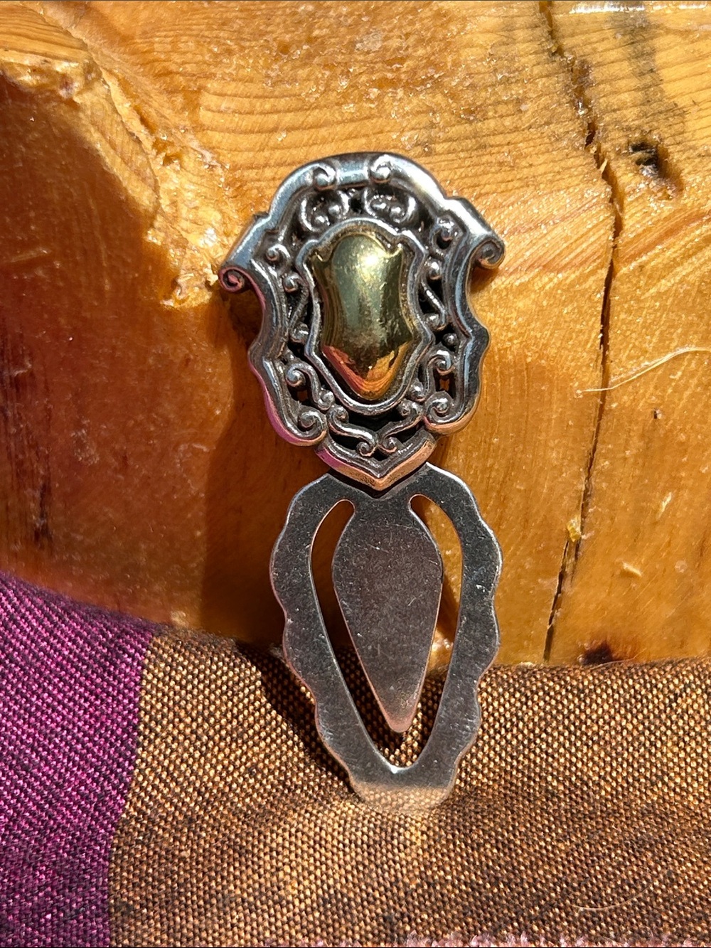 Brighton Two-Tone Ornate Brooch Clip - Gold and Silver